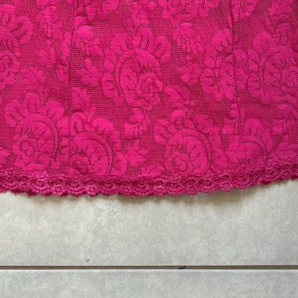 Vintage Y2K Victoria’s Secret Lace Rose Mesh Tank Top Pink Spaghetti Straps Slip - Picture 5 of 11